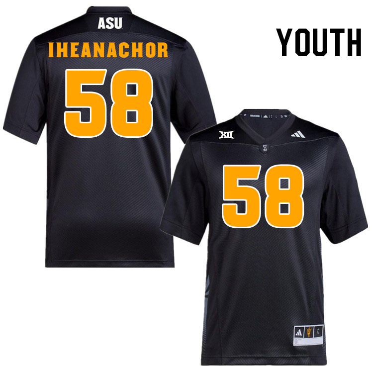 Youth #58 Max Iheanachor Arizona State Sun Devils College Football Jerseys Stitched-Black